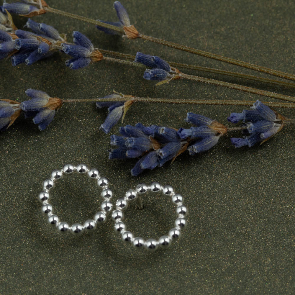 Minimalist sterling silver beaded stud earrings by Divella Designs