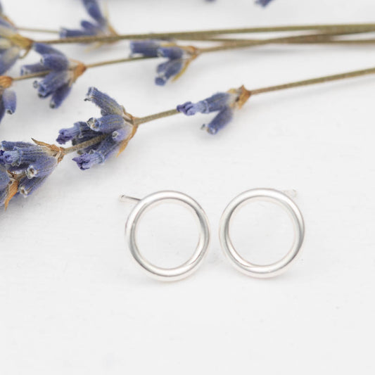 handmade minimalist silver circle studs nature inspired jewelry