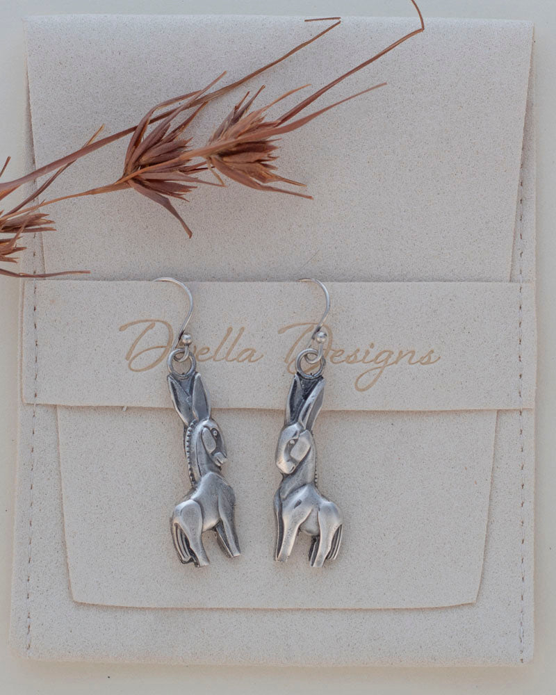 Fine Silver Donkey Dangle Earrings