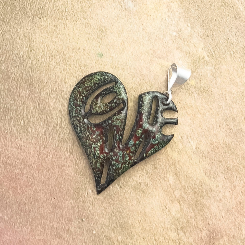 Love Script Enamel Heart Pendant