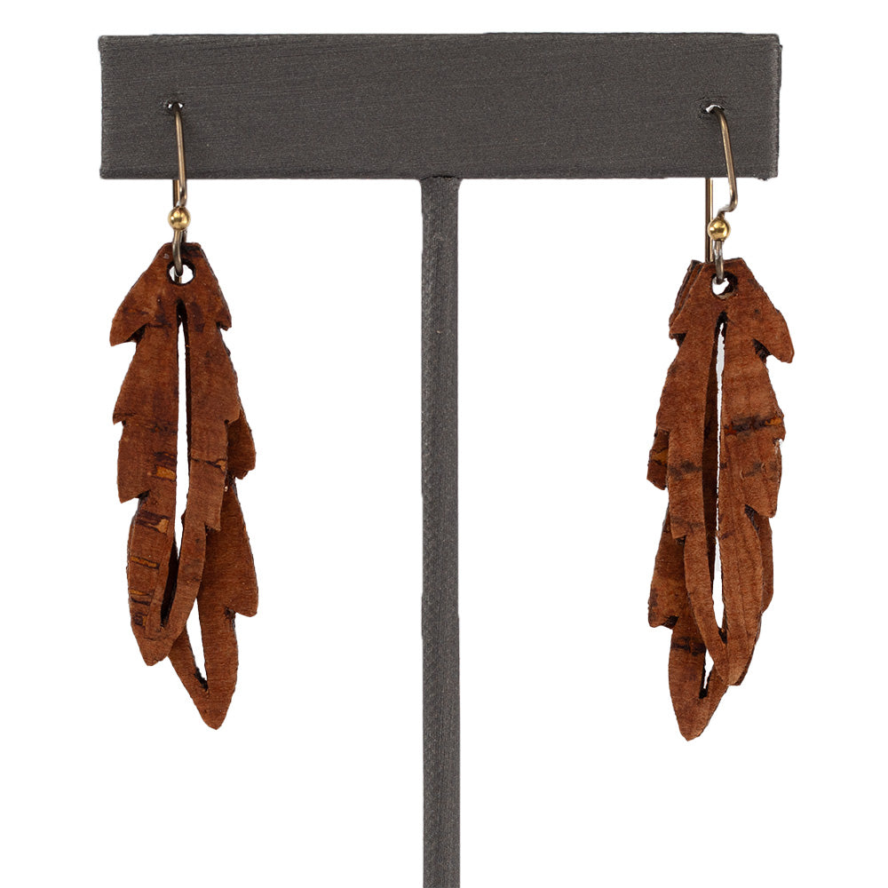 Feather Earrings in Faux Leather