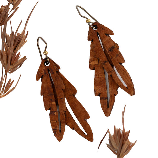 Feather Earrings in Faux Leather