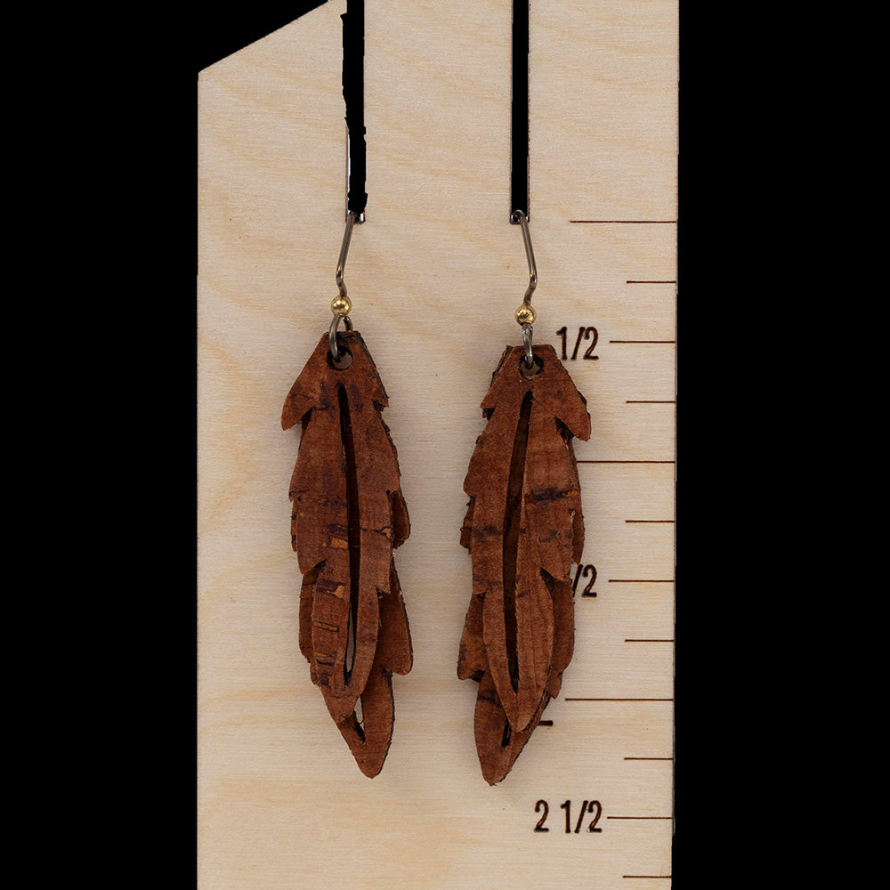 Feather Earrings in Faux Leather