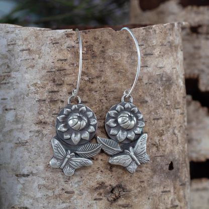 Sterling Silver Butterfly and Flower Earrings – Blossom & Butterfly