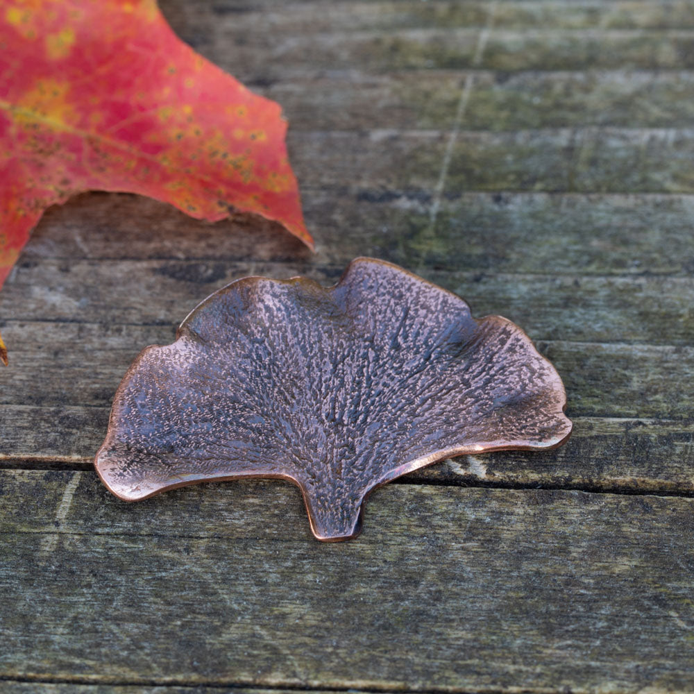 Copper Gingko Leaf Brooch