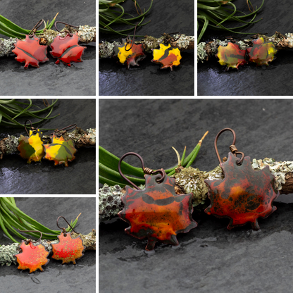Enamel Maple Leaf Earrings - Ear Wires