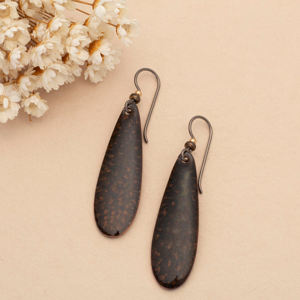 Brown & Black Teardrop Earrings