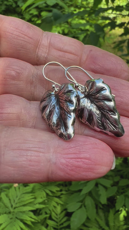 Sterling Silver Leaf Earrings