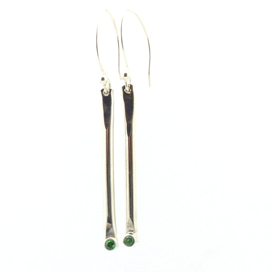 Sterling Silver and Green Stone Earrings