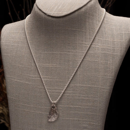 Fine silver teacup necklace on sterling silver chain, handmade jewelry gift for tea lovers.