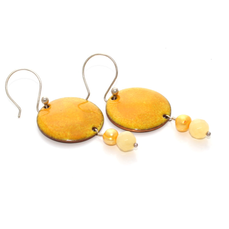 Enameled Disc Earrings