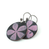Pink & Black Floral Earrings