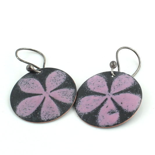 Pink & Black Floral Earrings