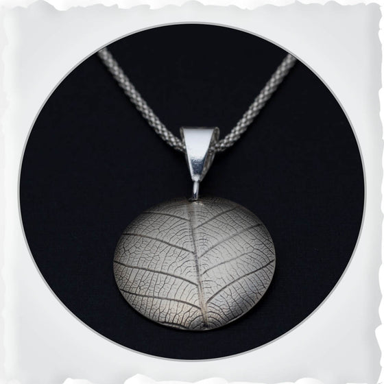 Silver Leaf Print Necklace