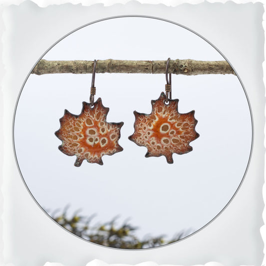 Creamy Orange Maple Leaf Earrings