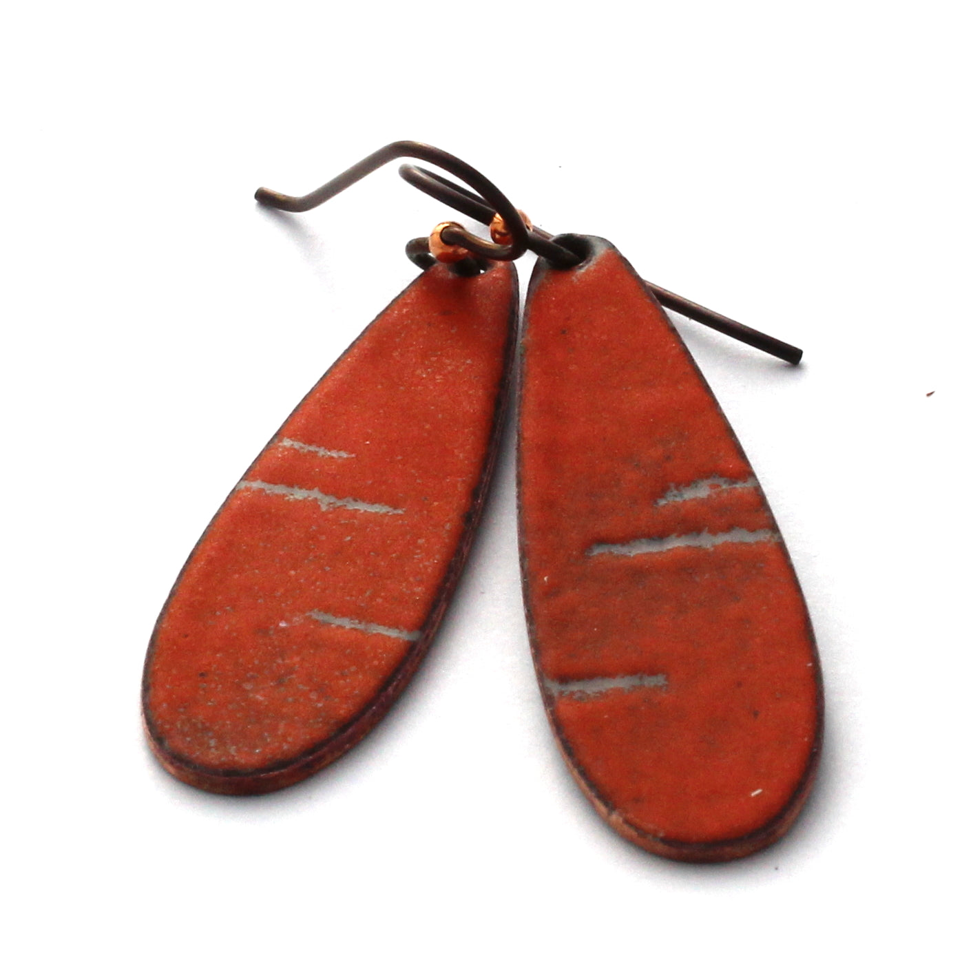 orange enamel earrings