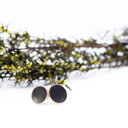 Matte Black Enamel Stud Earrings