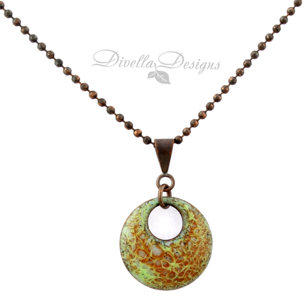 Autumn Inspired Round Necklace in green and orange