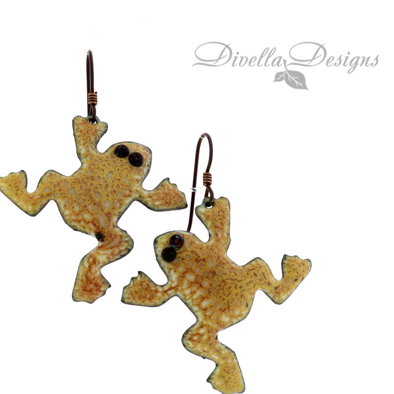 frog earrings on niobium ear wire