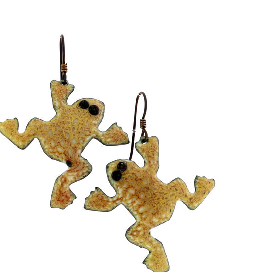 enamel frog earrings