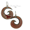 orange and red spiral boho style earrings