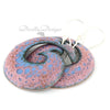 Spiral Modern Boho Earrings in Pink and Blue with sterling ear wires