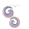 Spiral Modern Boho Earrings in Pink and Blue