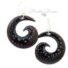 spiral gypsy style earrings dark red and black