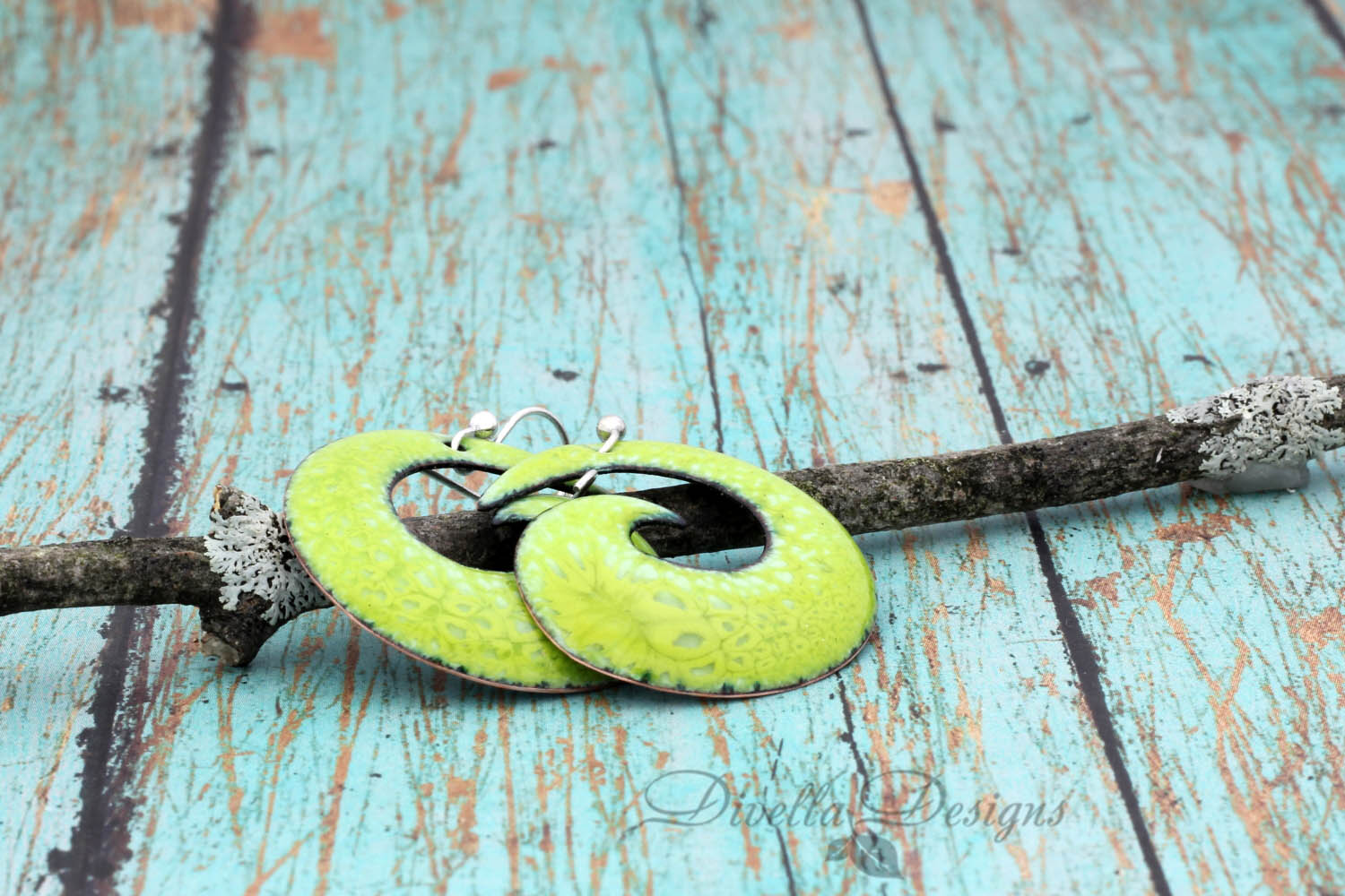 Boho Spiral Earrings Spring Green