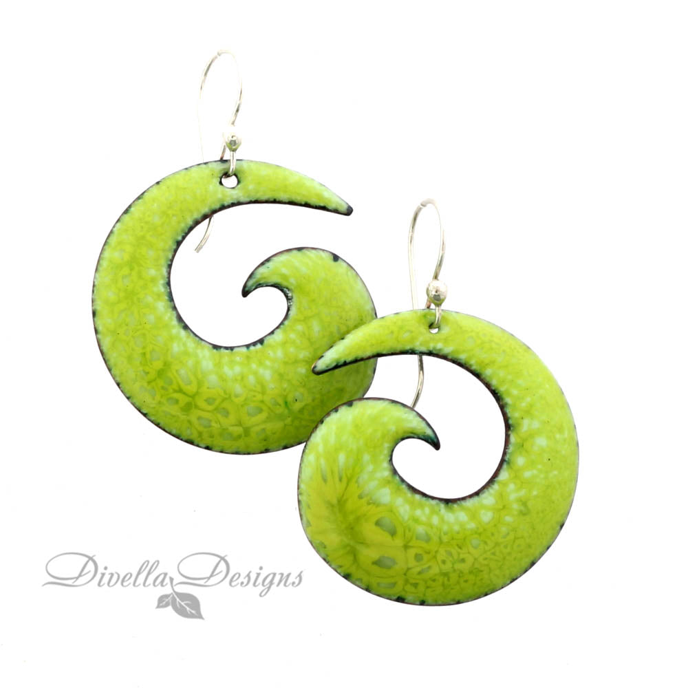 Boho Spiral Earrings Spring Green