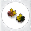 red, green and yellow maple leaf earrings studs