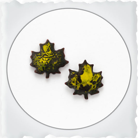 Green & Yellow Maple Leaf Stud Earrings