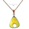 Yellow triangular enamel necklace on copper chain