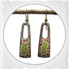 Lime, Red & White Rectangular Enamel Earrings