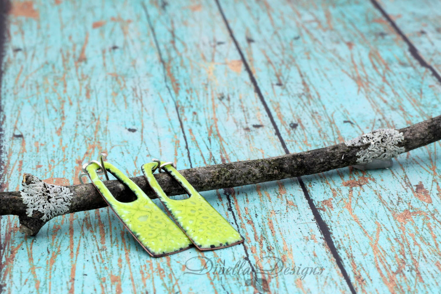 Rectangular Boho Earrings Spring Green