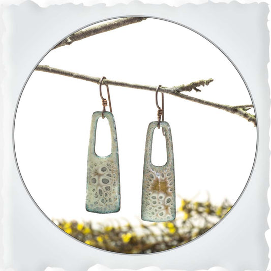 Grey & Olive Rectangular Earrings