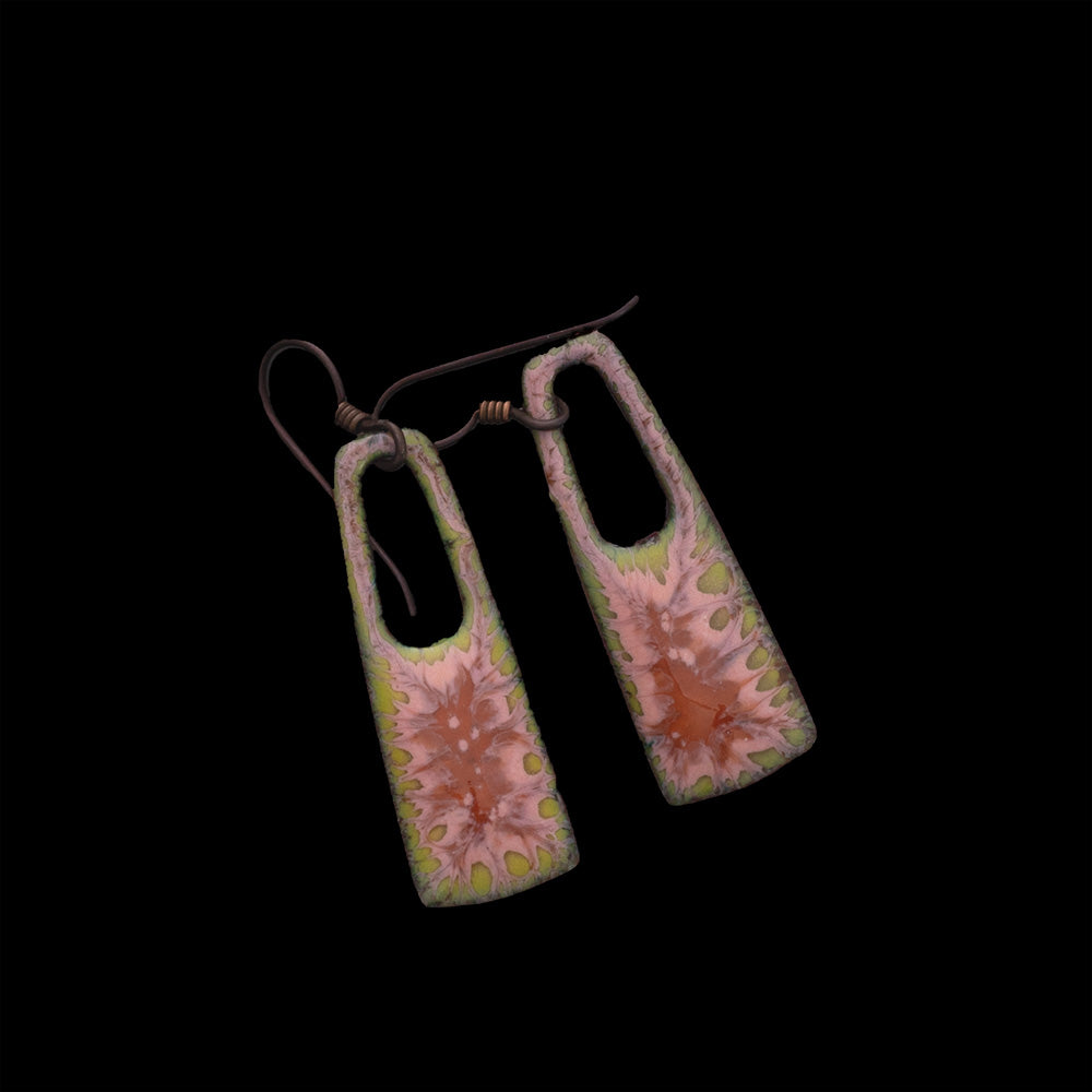 Pink & Red Rectangular Enamel Earrings