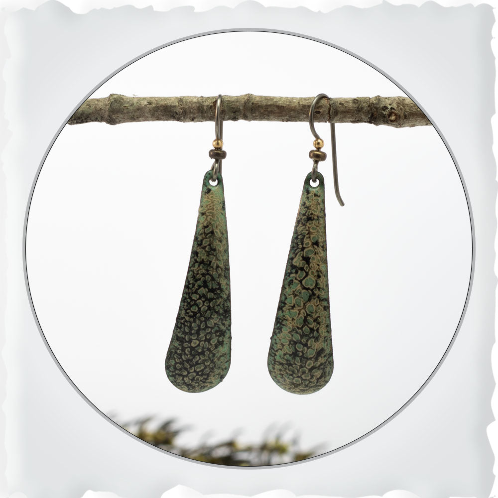 Long Teardrop Enamel Earrings