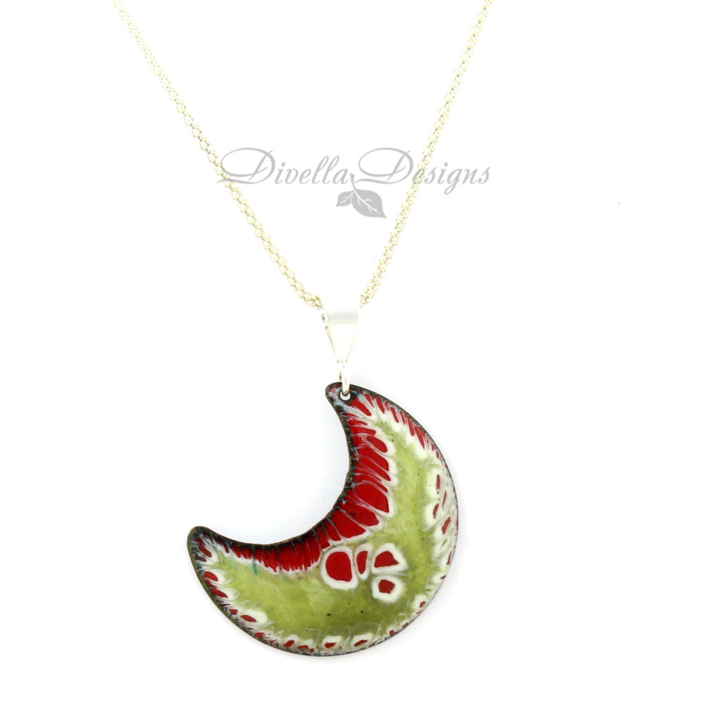 red and lime lichen pendant