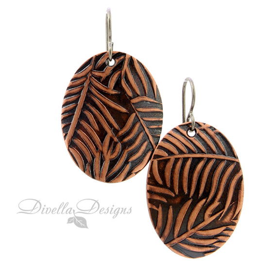 copper textured earrings