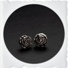 Sterling Silver Rosette Earrings with 2mm CZ