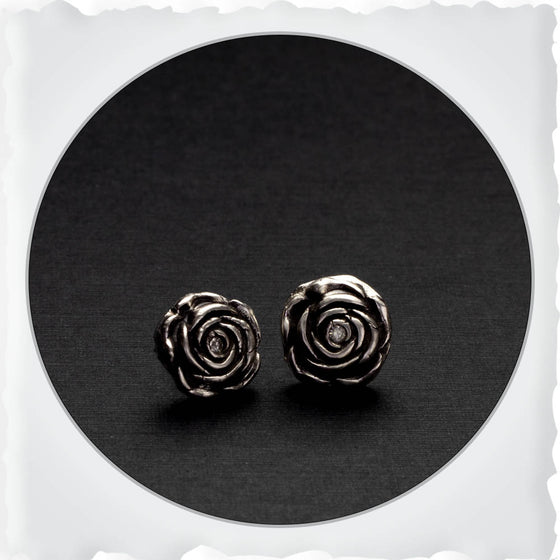 Sterling Silver Rosette Earrings with 2mm CZ