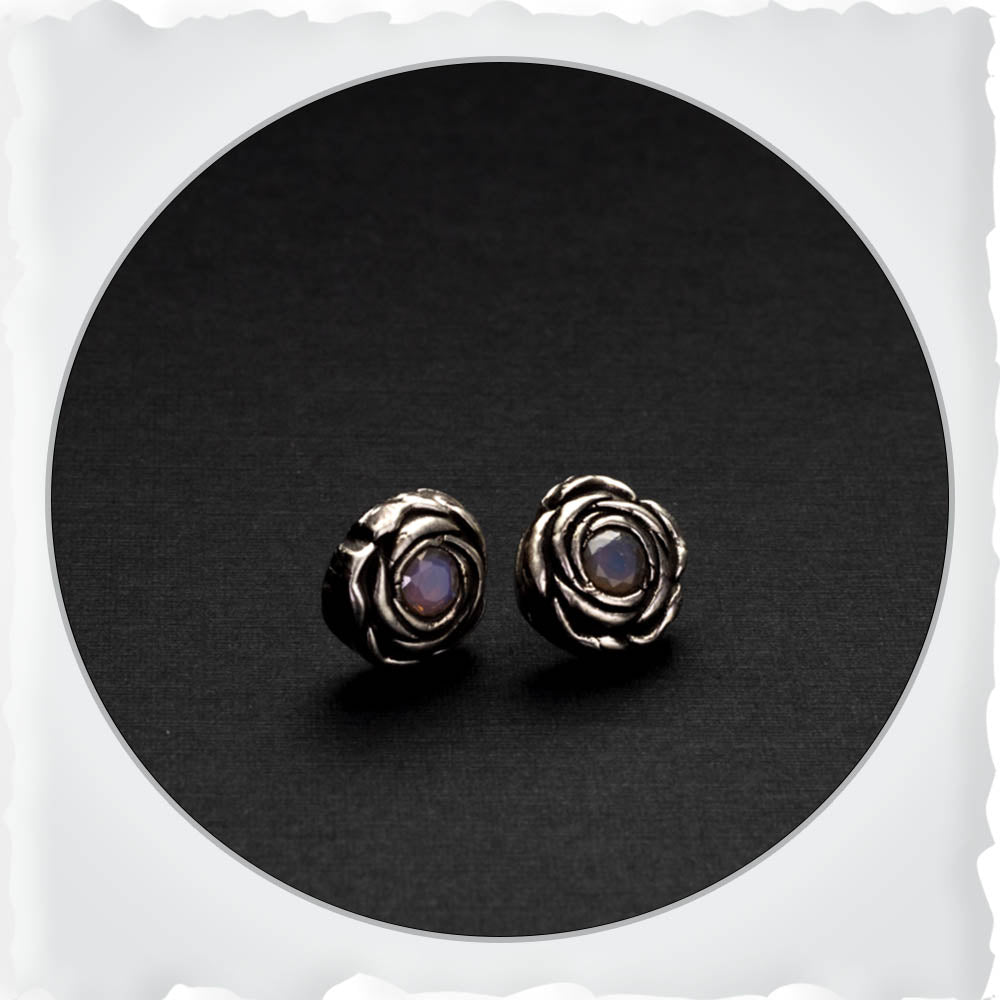 Sterling Silver Rosette Earrings with 5mm Stone