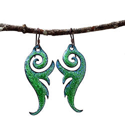 Spring Green Flourish Enamel Earrings