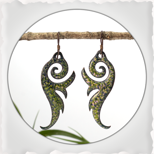 Green, Blue & Pink Flourish Enamel Earrings