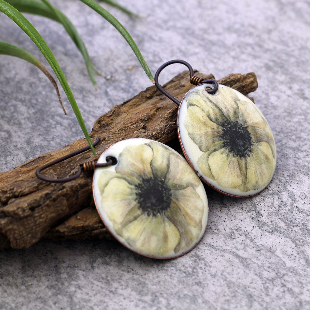 White Poppy Earrings