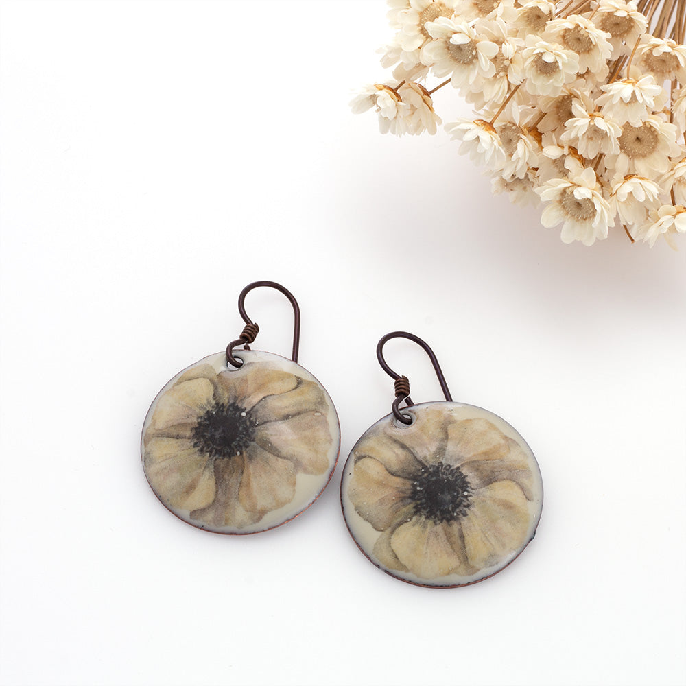 White Poppy Earrings