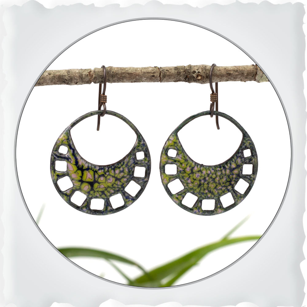 Boho Round Enamel Earrings