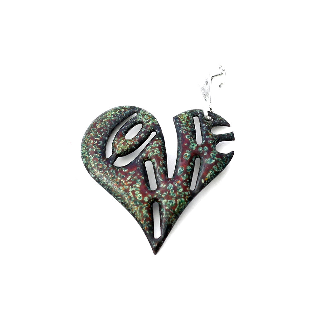 heart pendant with sterling silver bail