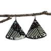 Black & Cream Floral Triangle Earrings
